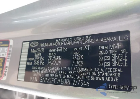 2023 Hyundai Tucson Sel из США, поврежденный, VIN 5NMJFCAE0PH277546